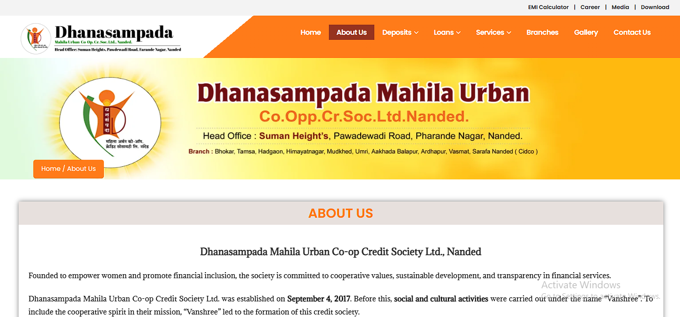 Dhansampada Mahila Urban Co-Op, Cr. So Ltd Website , Software and Mobile App